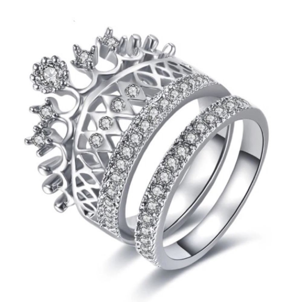 NEW!💙💎GORGEOUS! CROWN 👑 RING BAND SET!💎💎NICE! - Picture 1 of 8